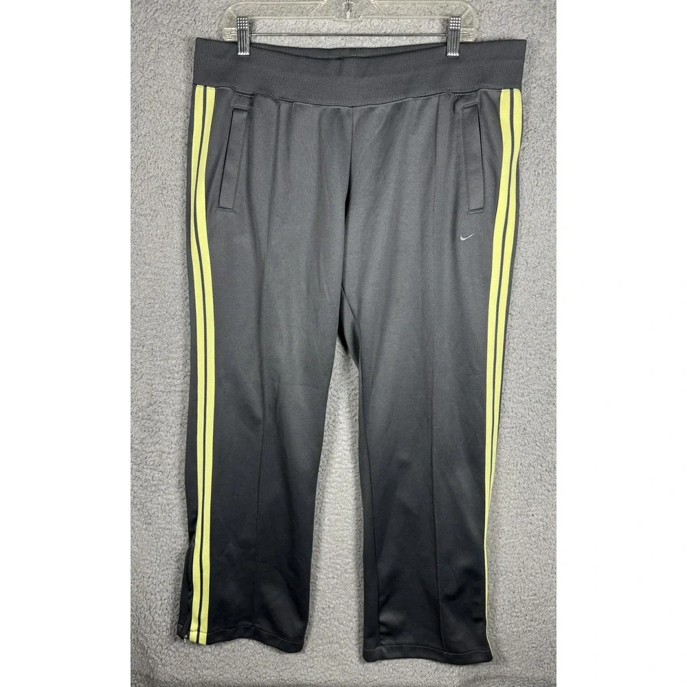 Nike The Athletic Dept‎ Mens XL Gray Neon Yellow Striped Track Pants 419673-029